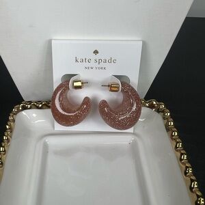 #27 KATE spade glitter crescent hoop earrings - blush pink